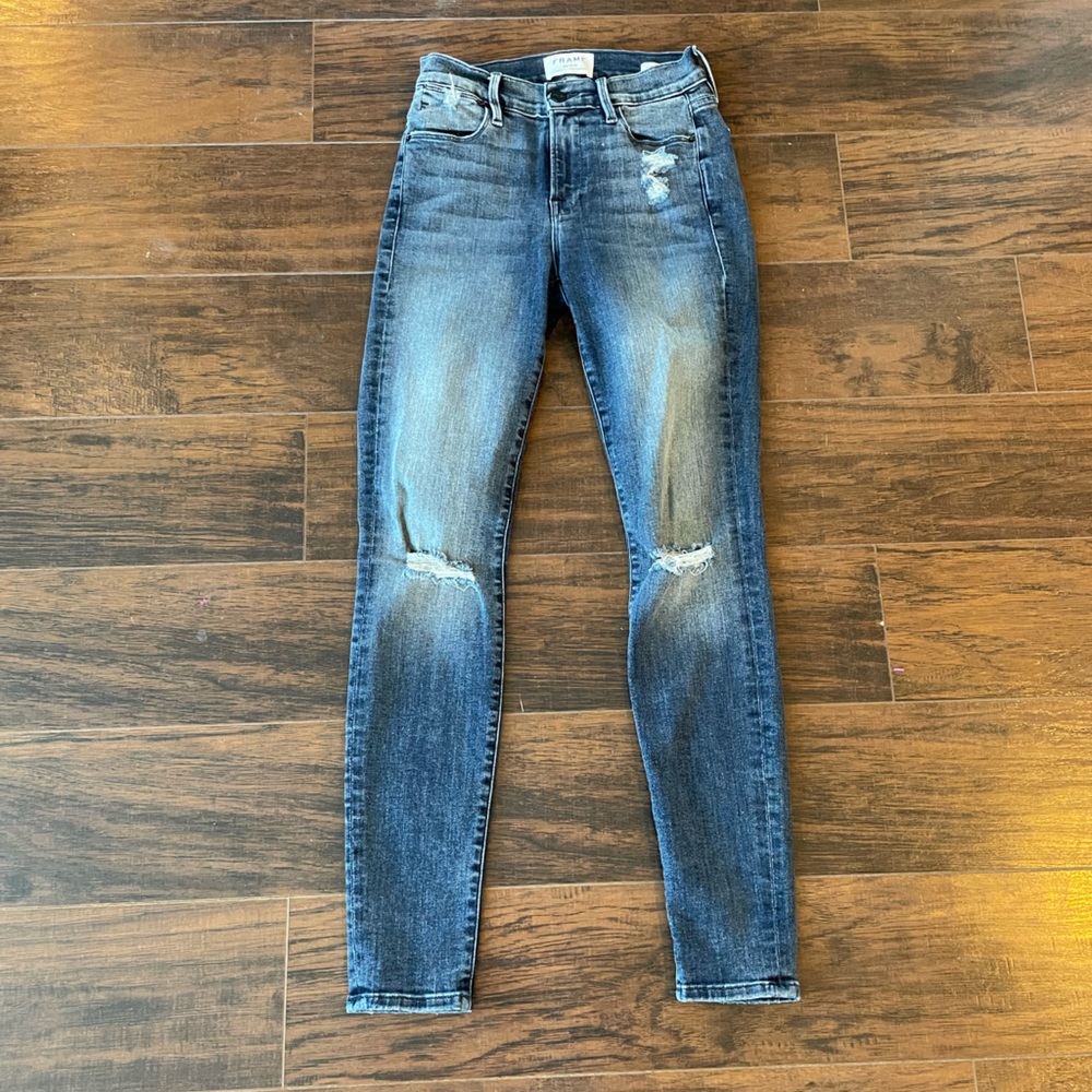 Frame Le High Skinny Jean Size 25 distressed